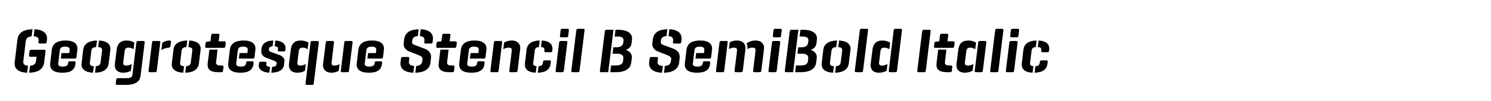 Geogrotesque Stencil B SemiBold Italic
