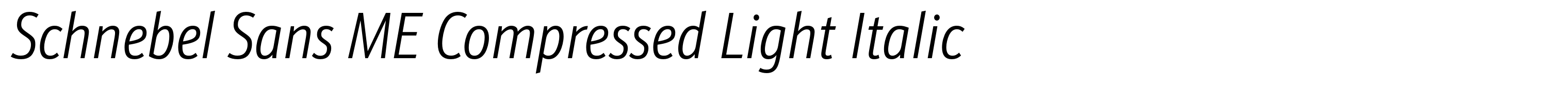 Schnebel Sans ME Compressed Light Italic