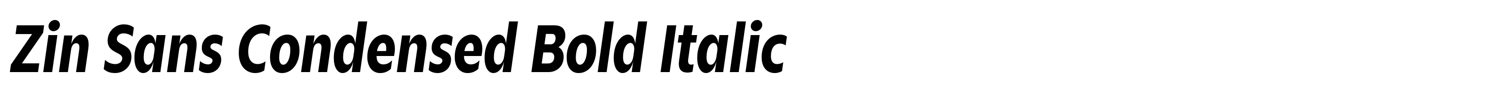 Zin Sans Condensed Bold Italic