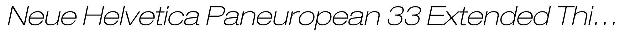 Neue Helvetica Paneuropean 33 Extended Thin Oblique image