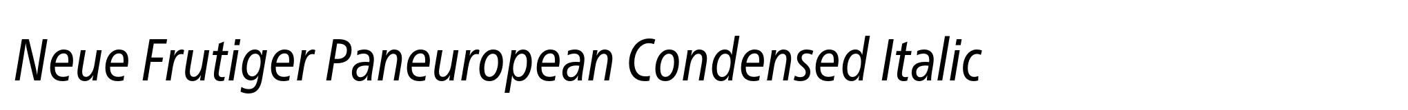 Neue Frutiger Paneuropean Condensed Italic image