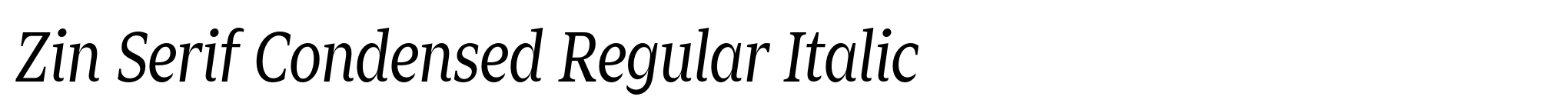 Zin Serif Condensed Regular Italic image