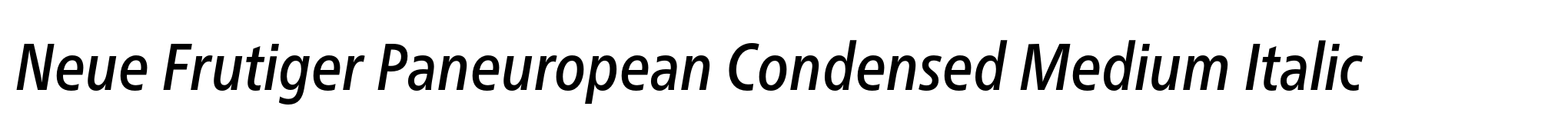 Neue Frutiger Paneuropean Condensed Medium Italic image
